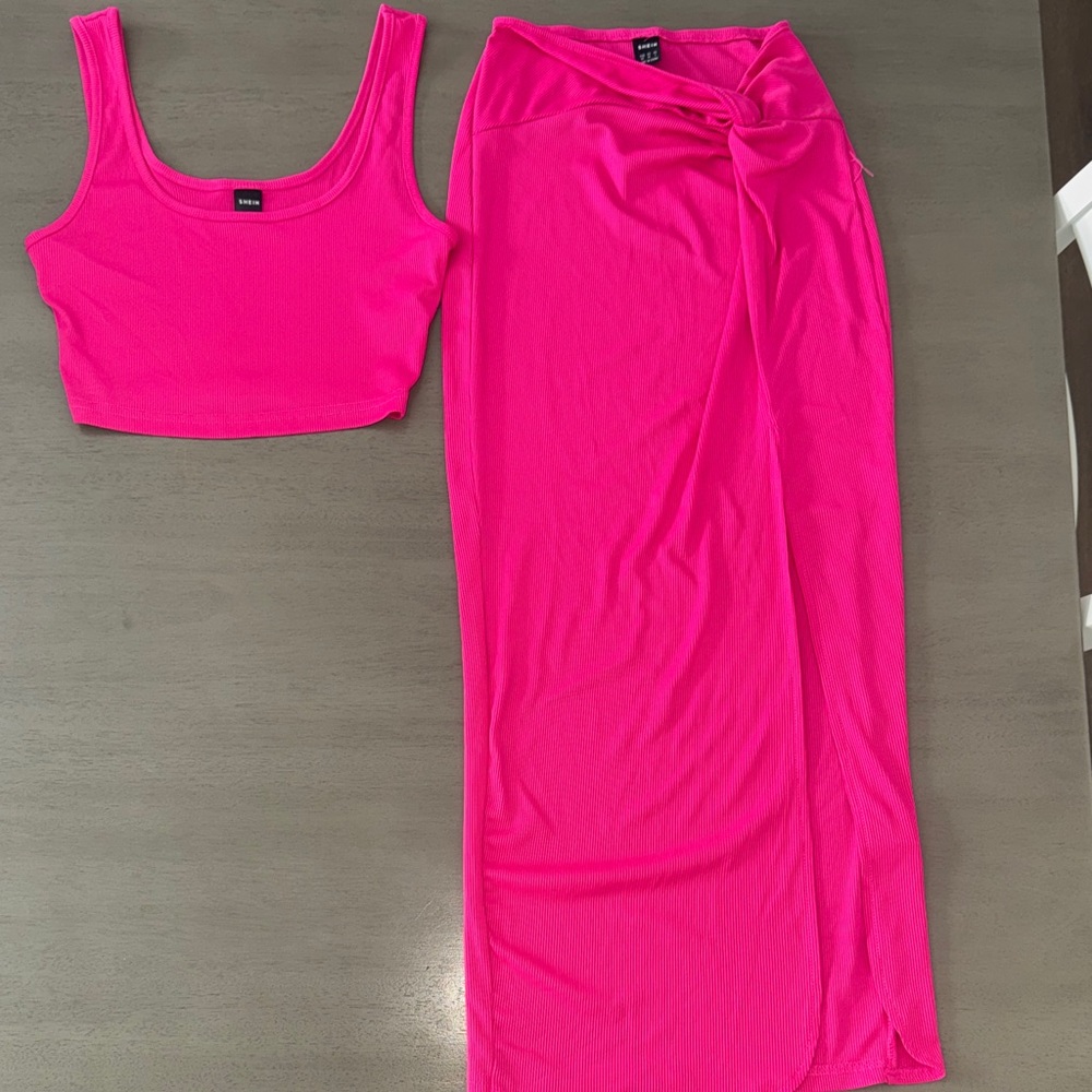 SHEIN Hot Pink Skirt Set